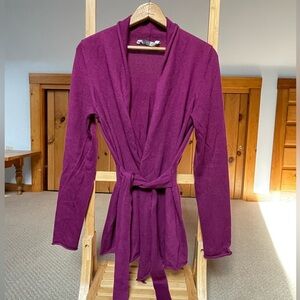 Athleta Wrap Sweater Drape Cardigan Open Front with Tie - Size Small Purple